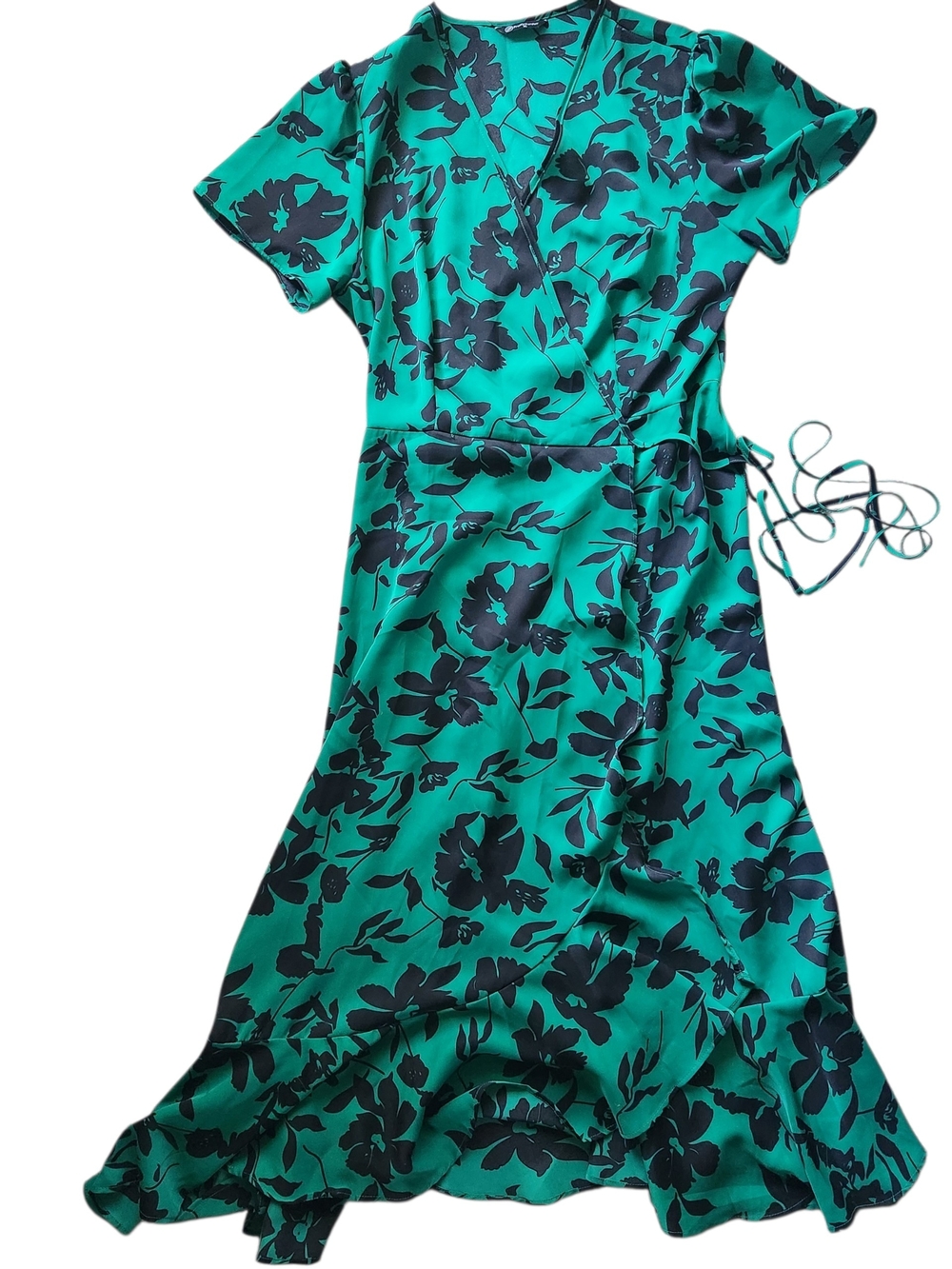 Green Floral Wrap Maxi Dress